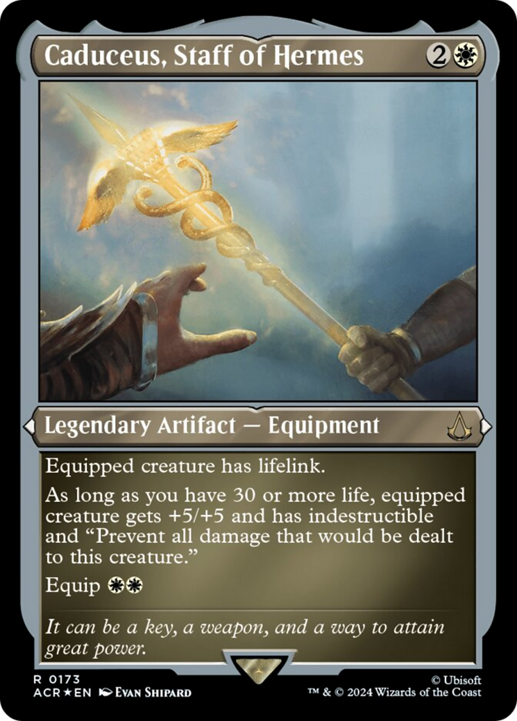 Caduceus, Staff of Hermes (Foil Etched) [Assassin's Creed] MTG Single Magic: The Gathering | Red Claw Gaming