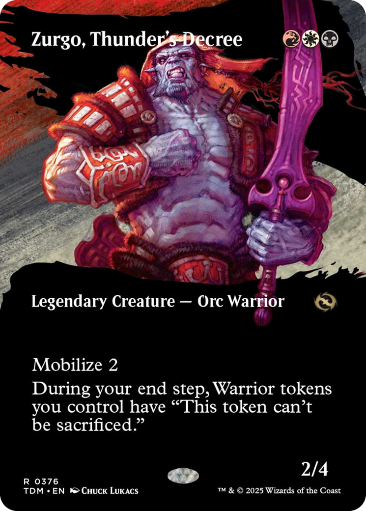 Zurgo, Thunder's Decree (Borderless) [Tarkir: Dragonstorm] MTG Single Magic: The Gathering | Red Claw Gaming