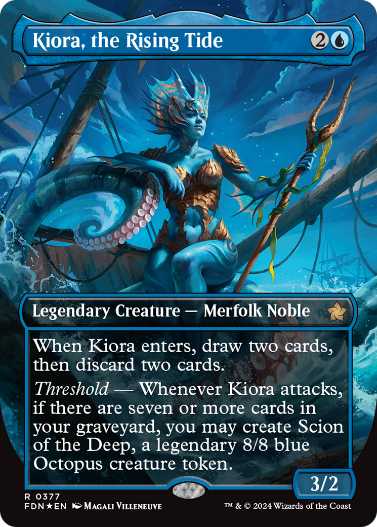 Kiora, the Rising Tide (Borderless) (Mana Foil) [Foundations] MTG Single Magic: The Gathering | Red Claw Gaming