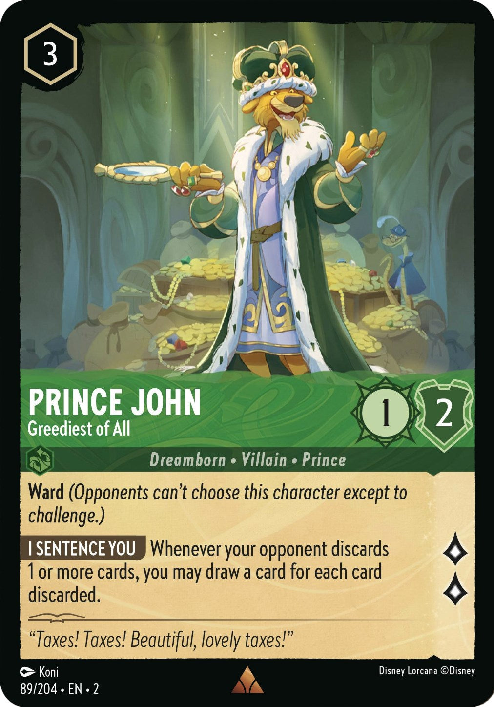 Prince John - Greediest of All (89/204) [Rise of the Floodborn] Lorcana Single Disney | Red Claw Gaming