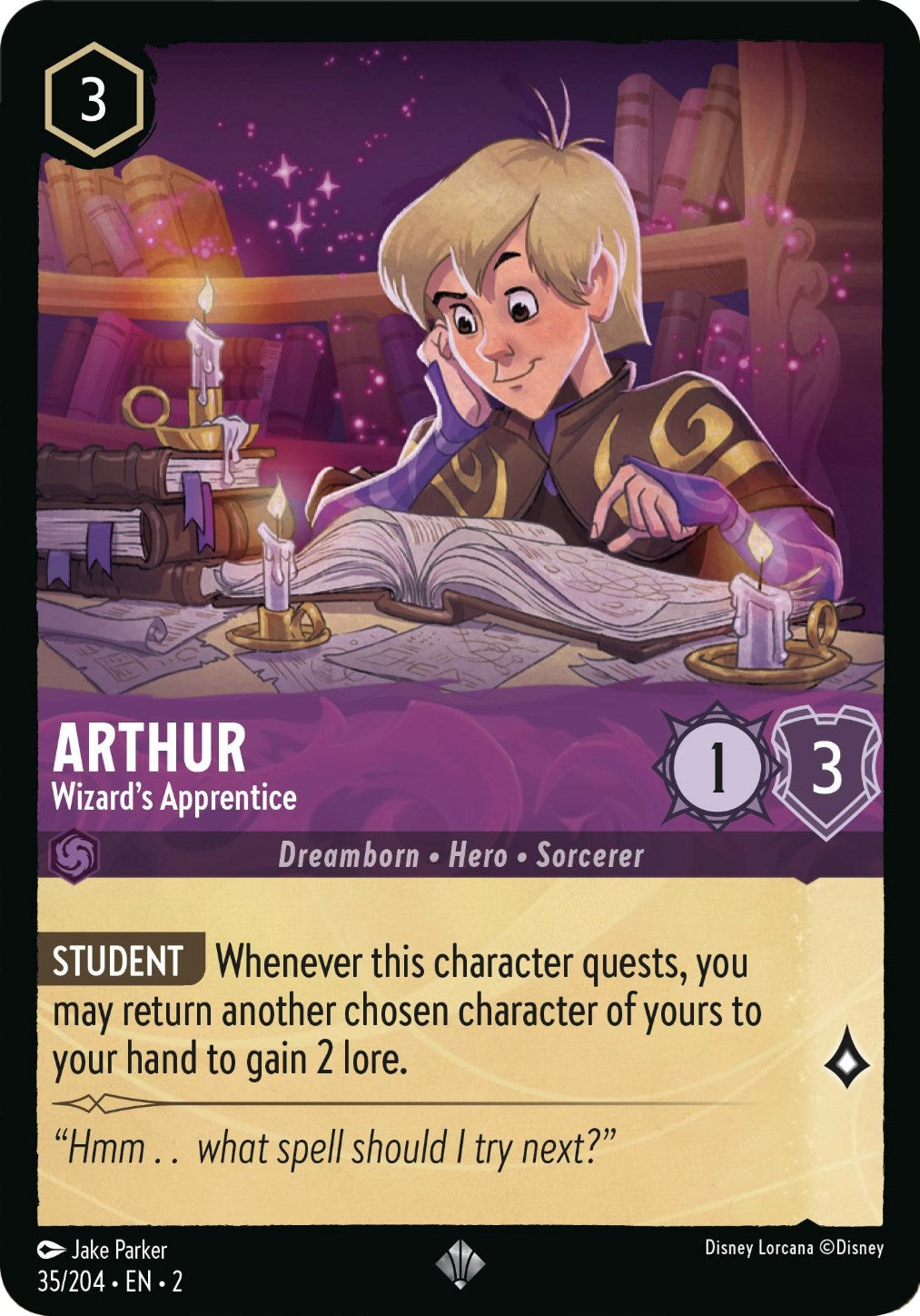 Arthur - Wizard's Apprentice (35/204) [Rise of the Floodborn] Lorcana Single Disney | Red Claw Gaming