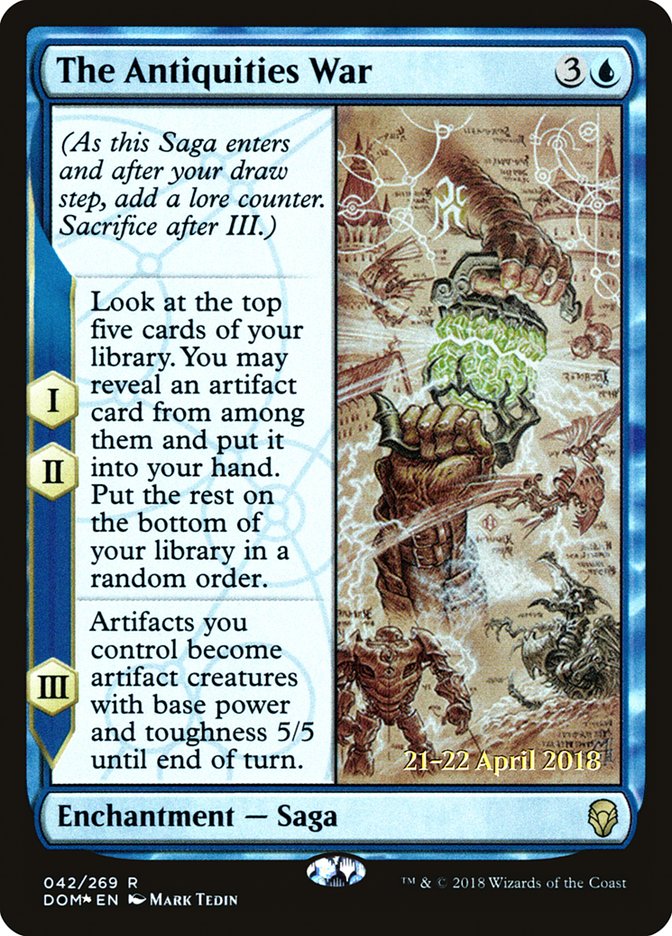 The Antiquities War [Dominaria Prerelease Promos] MTG Single Magic: The Gathering | Red Claw Gaming