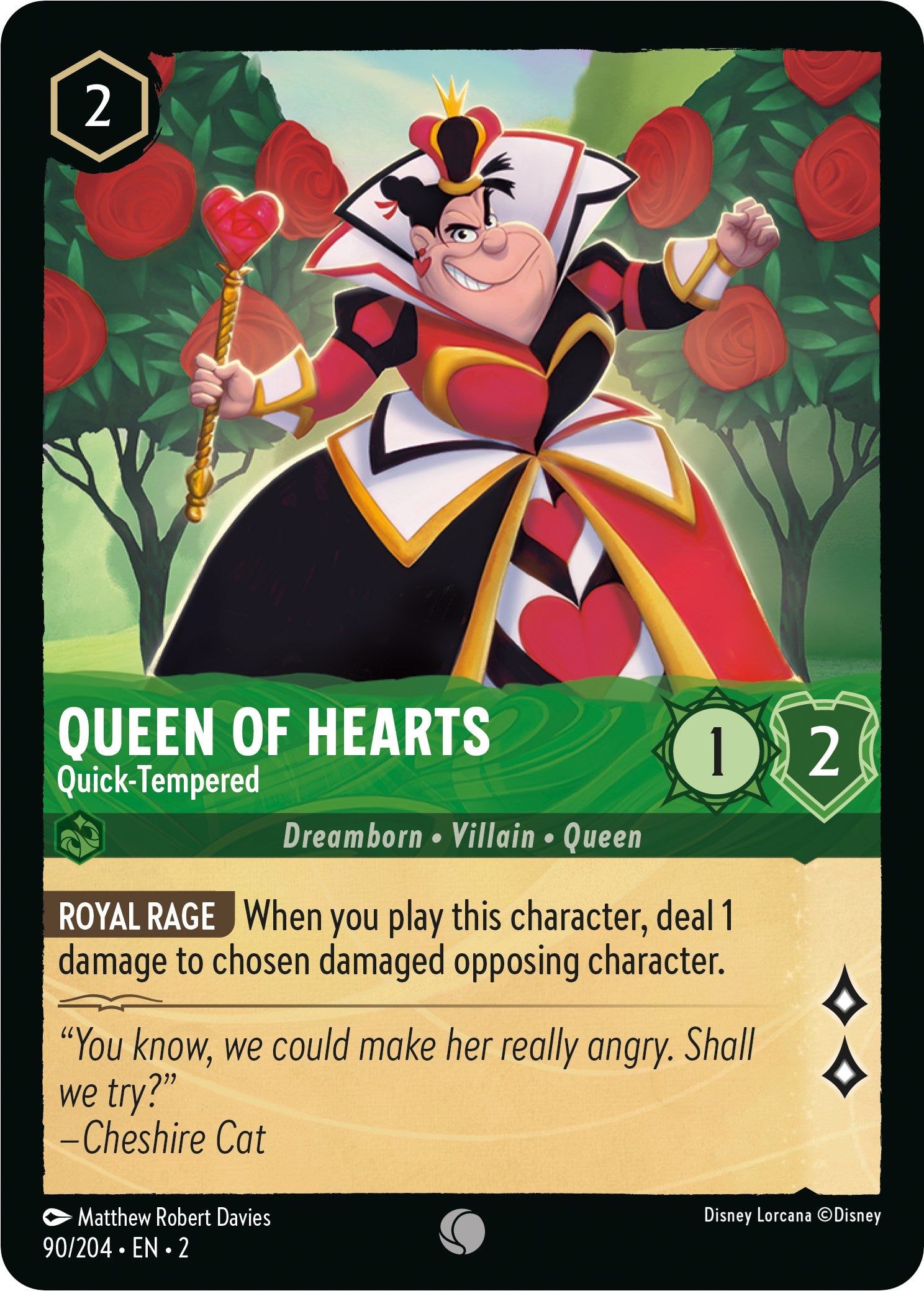 Queen of Hearts - Quick-Tempered (90/204) [Rise of the Floodborn] Lorcana Single Disney | Red Claw Gaming