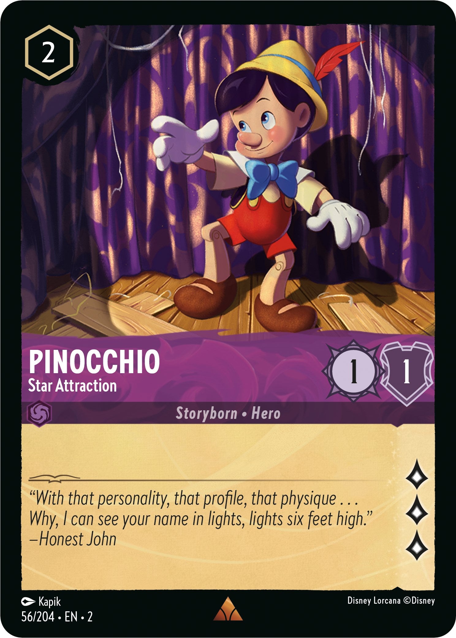 Pinocchio - Star Attraction (56/204) [Rise of the Floodborn] Lorcana Single Disney | Red Claw Gaming