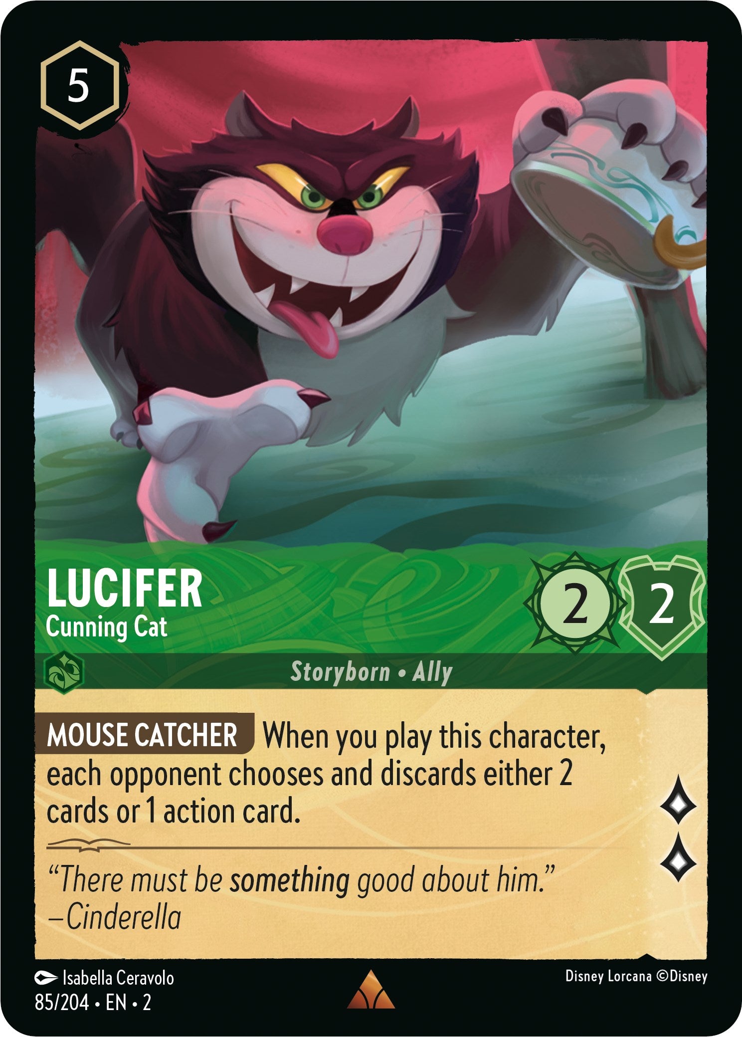 Lucifer - Cunning Cat (85/204) [Rise of the Floodborn] Lorcana Single Disney | Red Claw Gaming