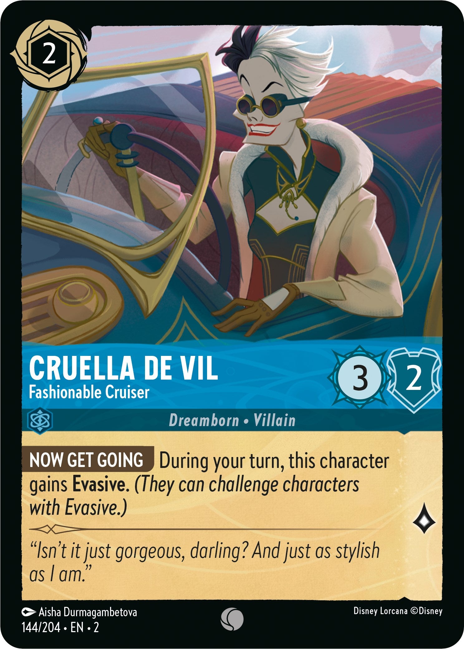 Cruella De Vil - Fashionable Cruiser (144/204) [Rise of the Floodborn] Lorcana Single Disney | Red Claw Gaming