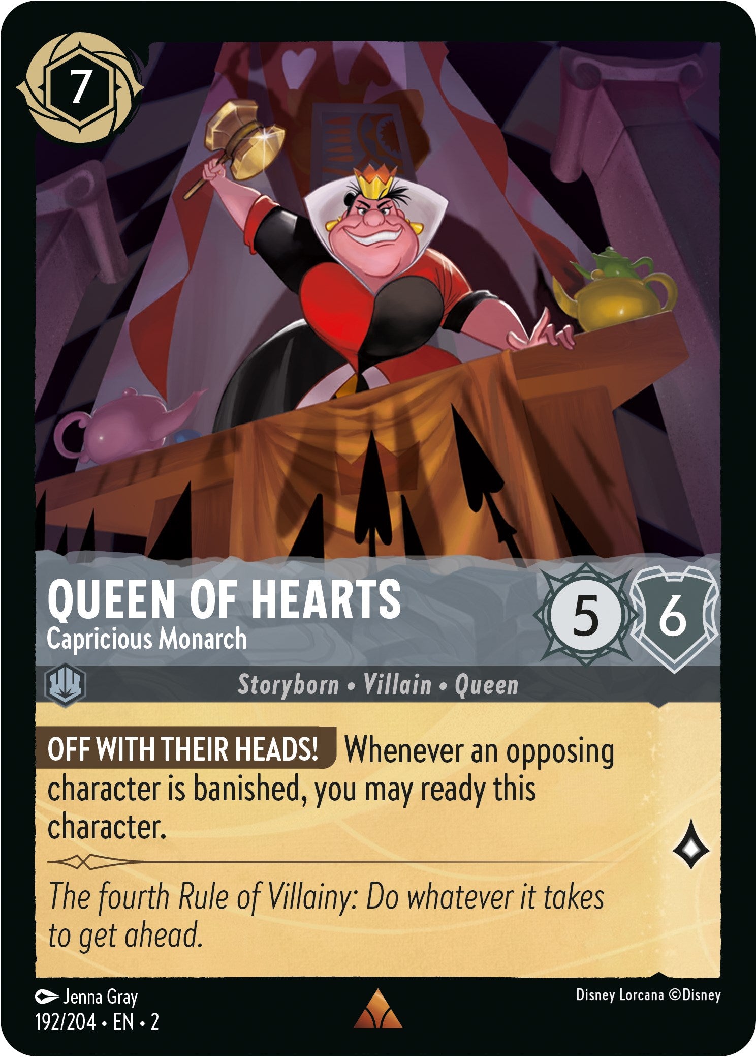 Queen of Hearts - Capricious Monarch (192/204) [Rise of the Floodborn] Lorcana Single Disney | Red Claw Gaming
