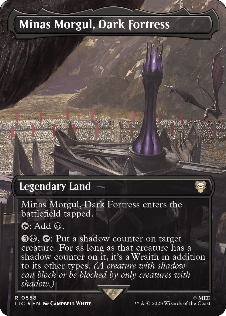 Minas Morgul, Dark Fortress (Borderless) (Surge Foil) [The Lord of the Rings: Tales of Middle-Earth Commander] MTG Single Magic: The Gathering | Red Claw Gaming