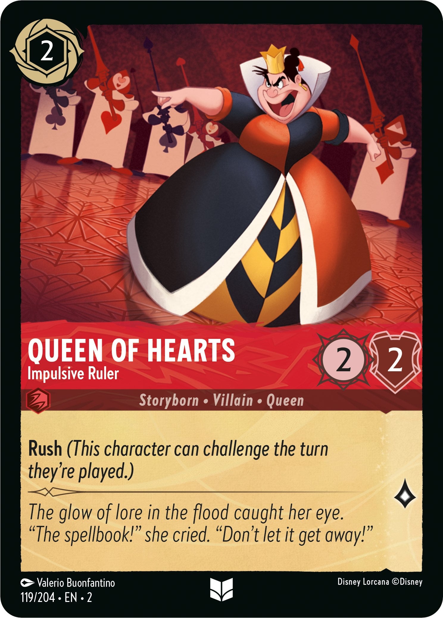 Queen of Hearts - Impulsive Ruler (119/204) [Rise of the Floodborn] Lorcana Single Disney | Red Claw Gaming