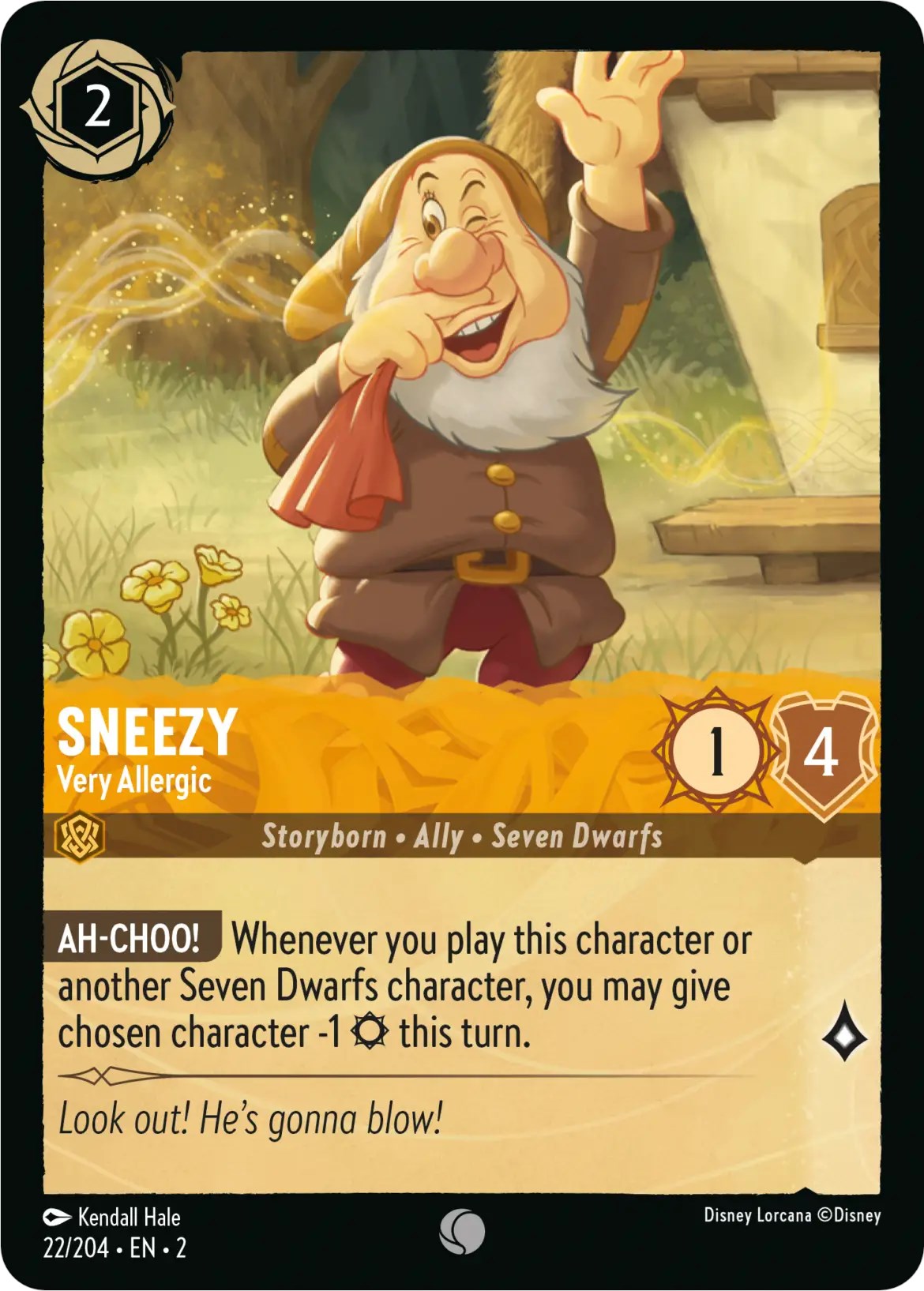 Sneezy - Very Allergic (22/204) [Rise of the Floodborn] Lorcana Single Disney | Red Claw Gaming