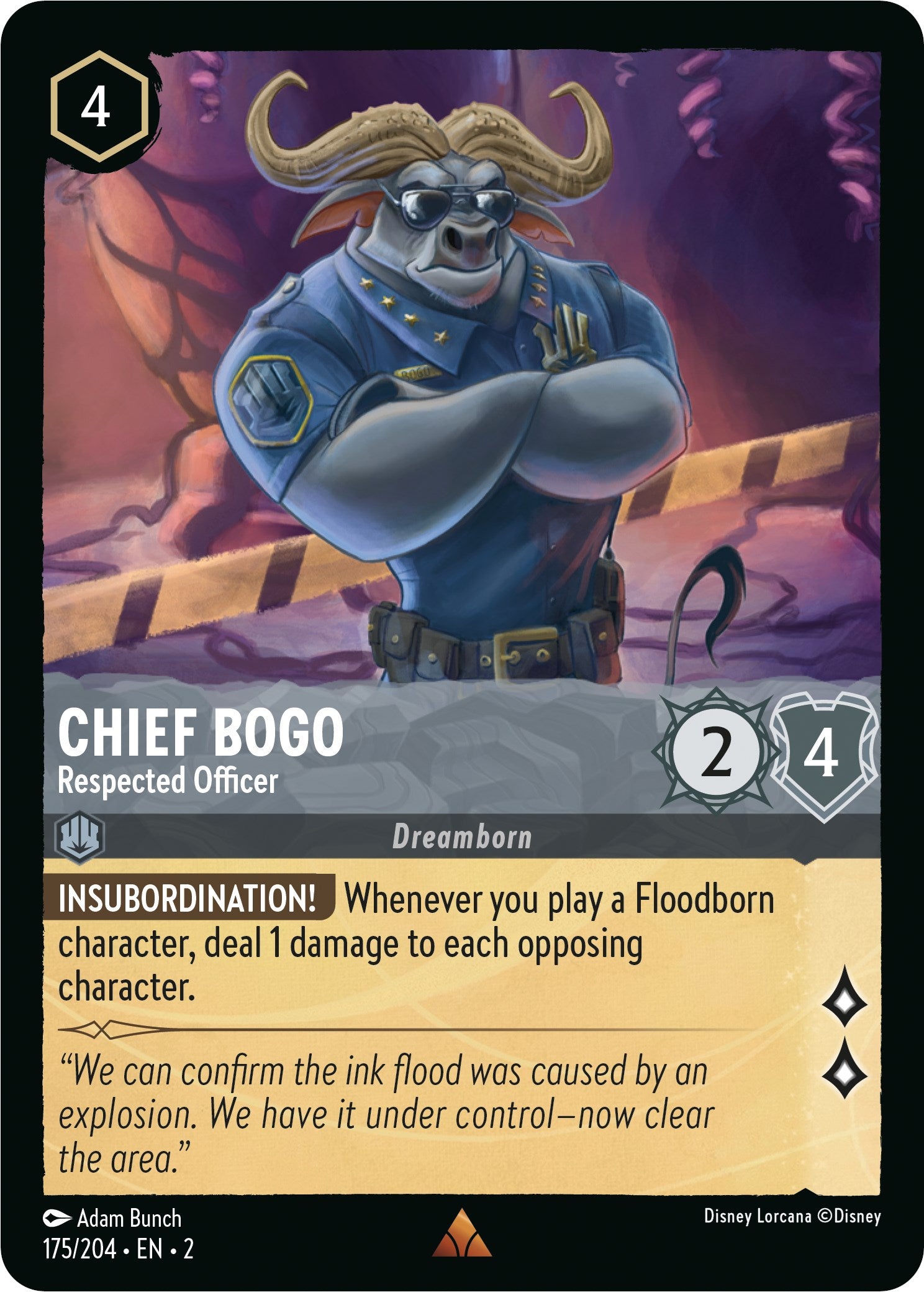 Chief Bogo - Respected Officer (175/204) [Rise of the Floodborn] Lorcana Single Disney | Red Claw Gaming