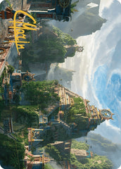 Clifftop Retreat Art Card (Gold-Stamped Signature) [The Lost Caverns of Ixalan Art Series] MTG Single Magic: The Gathering    | Red Claw Gaming