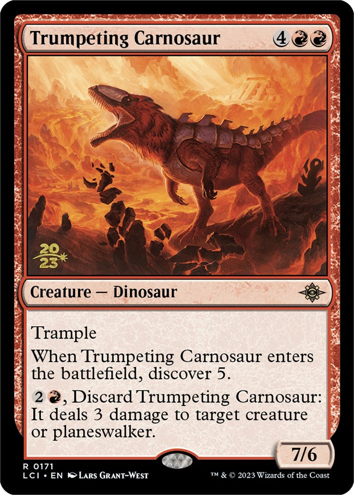 Trumpeting Carnosaur [The Lost Caverns of Ixalan Prerelease Cards] MTG Single Magic: The Gathering    | Red Claw Gaming