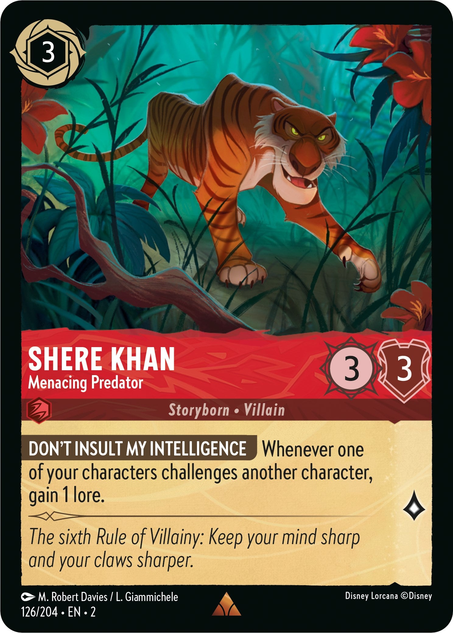Shere Khan - Menacing Predator (126/204) [Rise of the Floodborn] Lorcana Single Disney | Red Claw Gaming