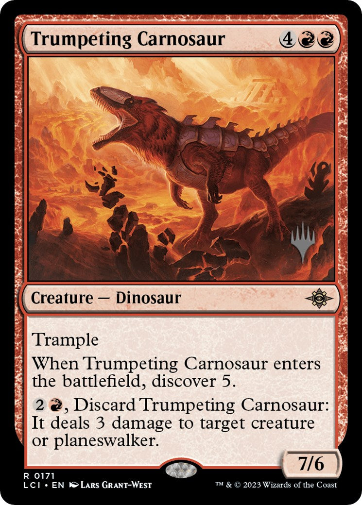 Trumpeting Carnosaur (Promo Pack) [The Lost Caverns of Ixalan Promos] MTG Single Magic: The Gathering | Red Claw Gaming
