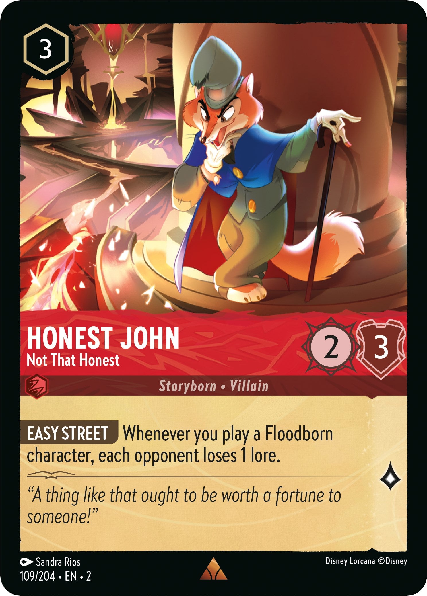 Honest John - Not That Honest (109/204) [Rise of the Floodborn] Lorcana Single Disney | Red Claw Gaming