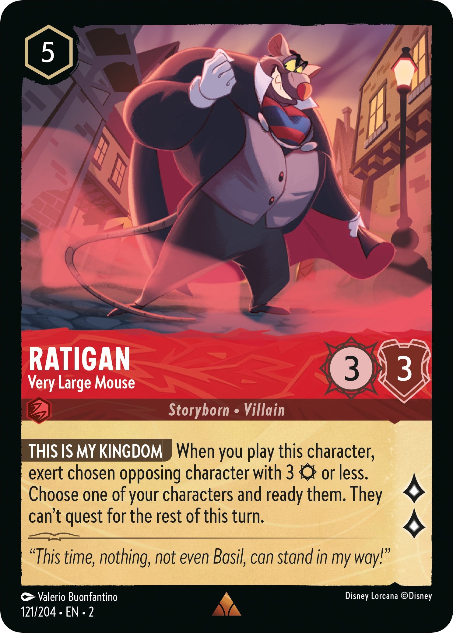 Ratigan - Very Large Mouse (121/204) [Rise of the Floodborn] Lorcana Single Disney | Red Claw Gaming