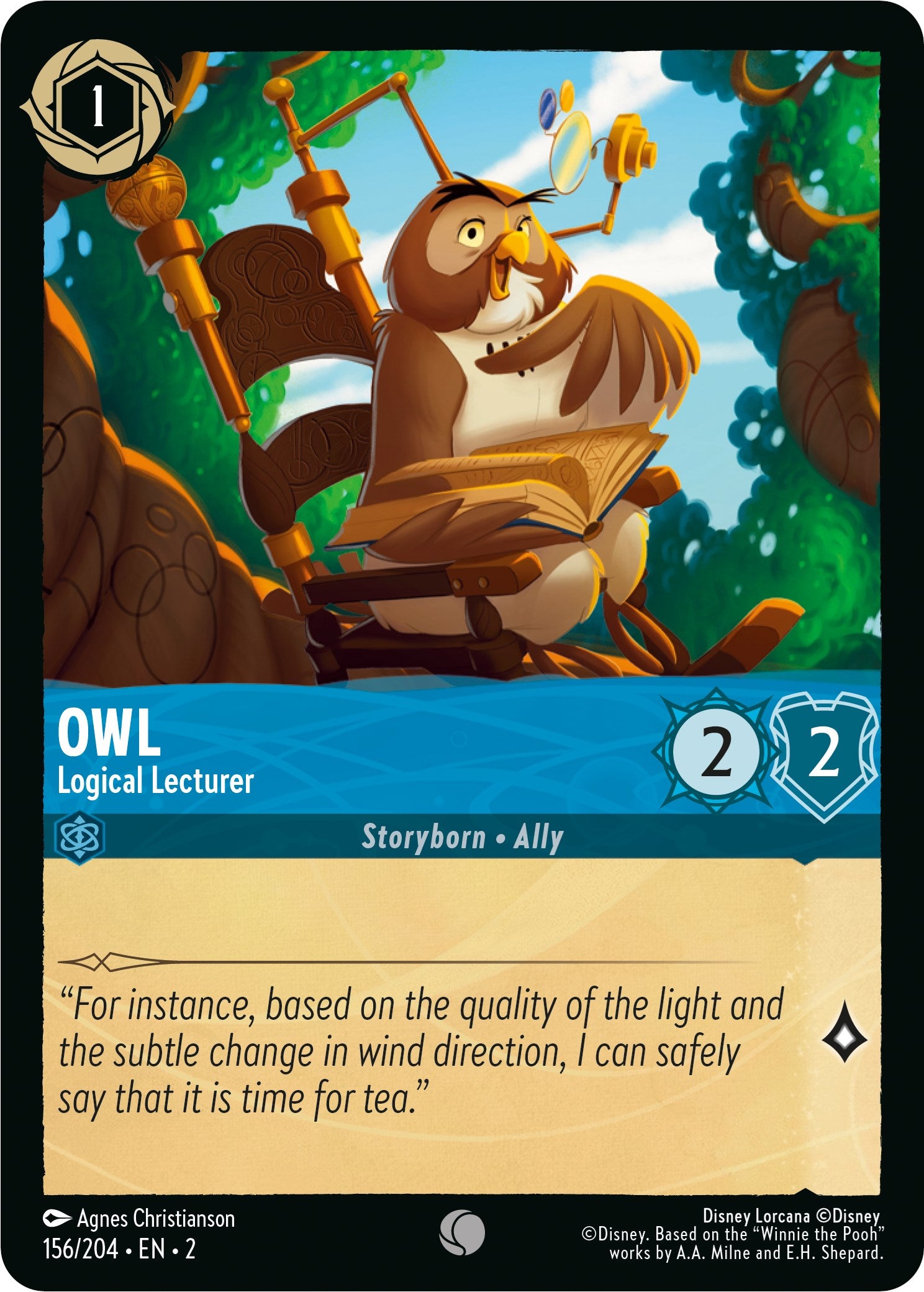 Owl - Logical Lecturer (156/204) [Rise of the Floodborn] Lorcana Single Disney | Red Claw Gaming
