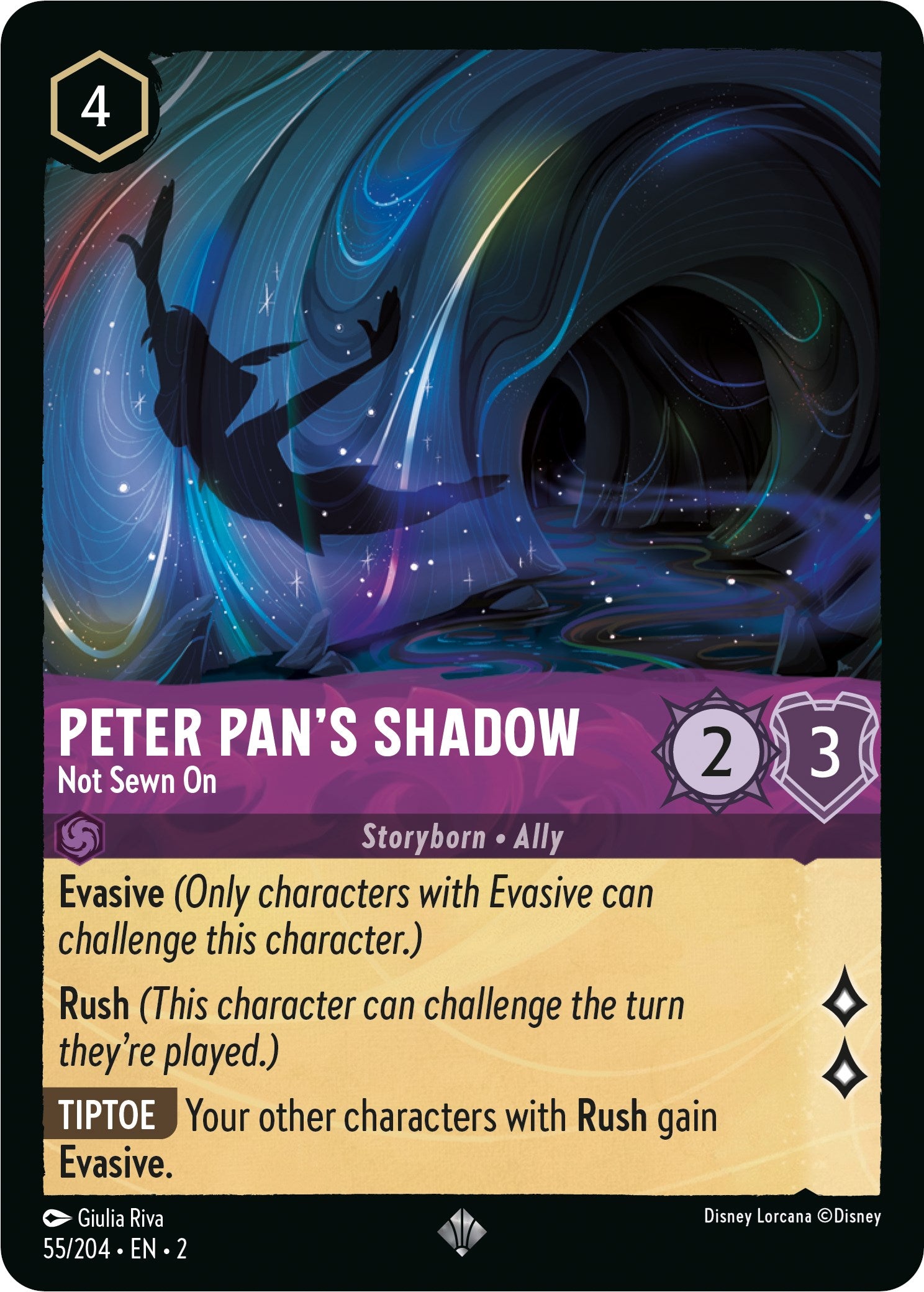 Peter Pan's Shadow - Not Sewn On (55/204) [Rise of the Floodborn] Lorcana Single Disney | Red Claw Gaming