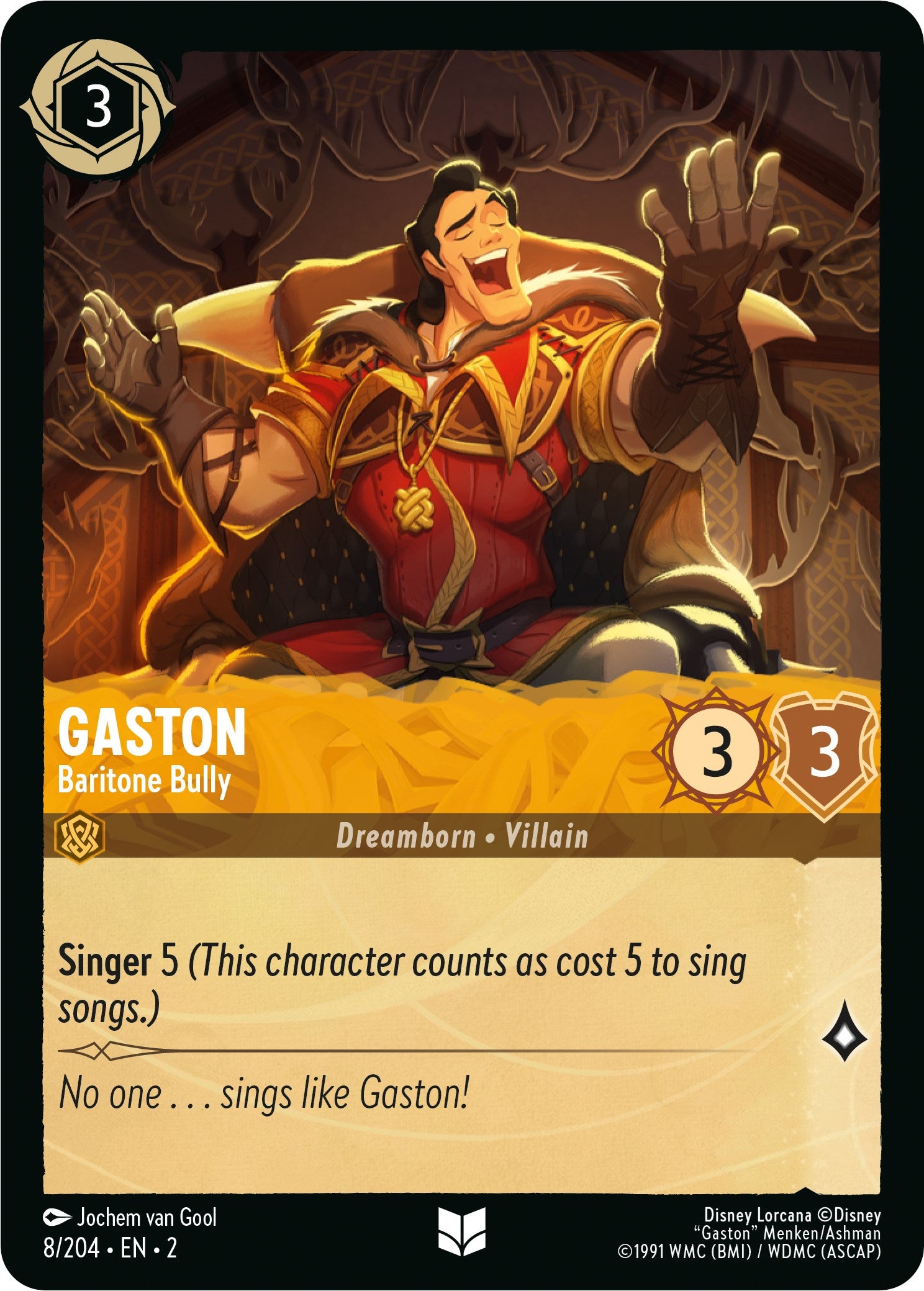 Gaston - Baritone Bully (8/204) [Rise of the Floodborn] Lorcana Single Disney | Red Claw Gaming