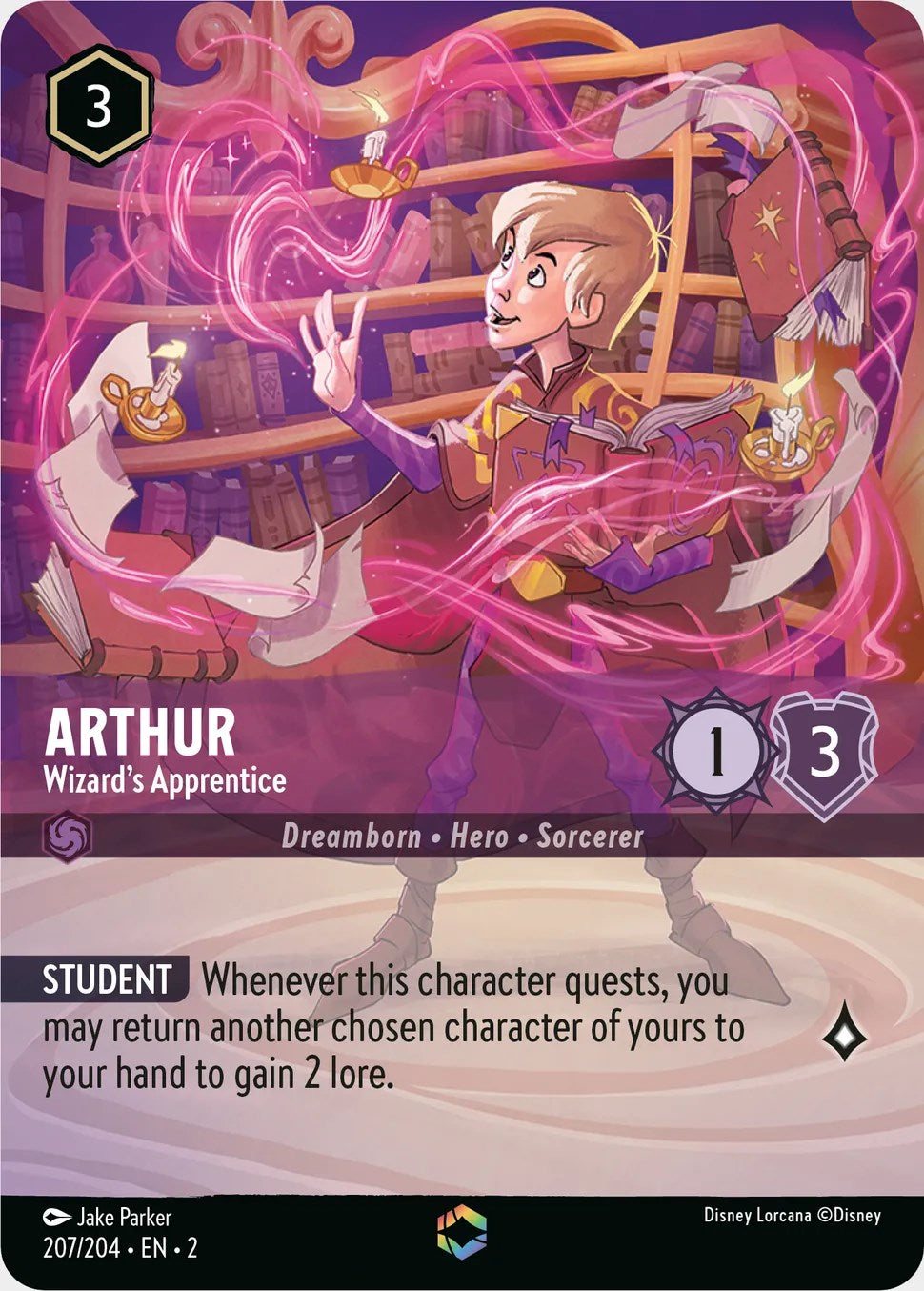 Arthur - Wizard's Apprentice (Enchanted) (207/204) [Rise of the Floodborn] Lorcana Single Disney | Red Claw Gaming