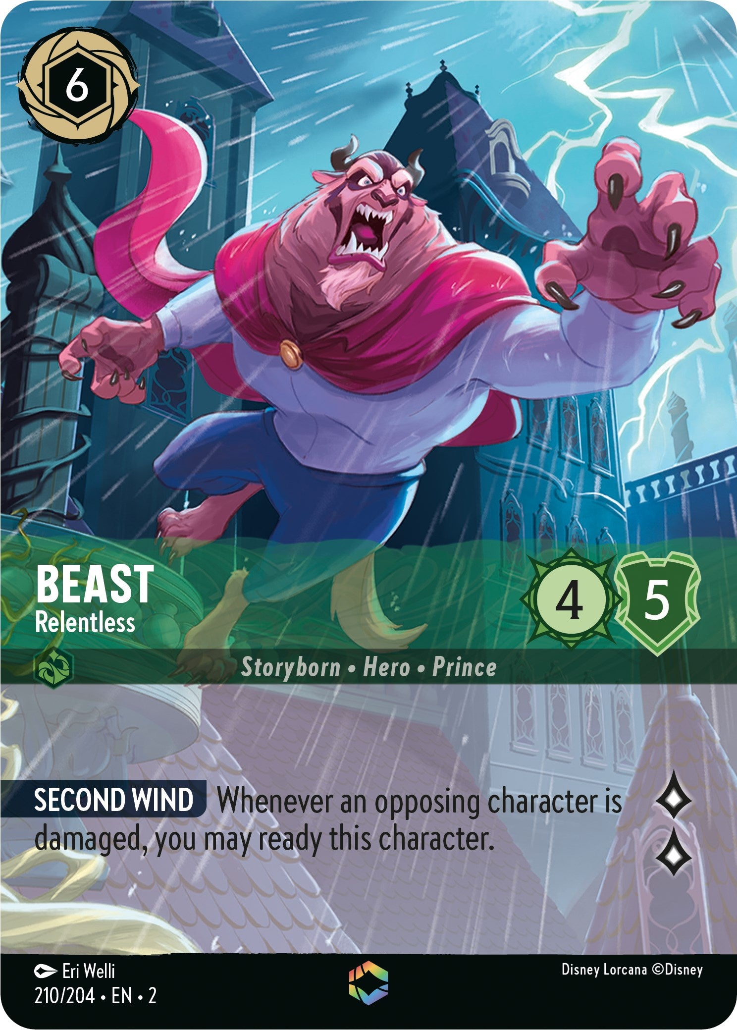 Beast - Relentless (Enchanted) (210/204) [Rise of the Floodborn] Lorcana Single Disney | Red Claw Gaming