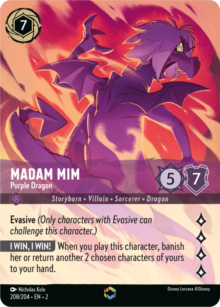 Madam Mim - Purple Dragon (Enchanted) (208/204) [Rise of the Floodborn] Lorcana Single Disney | Red Claw Gaming