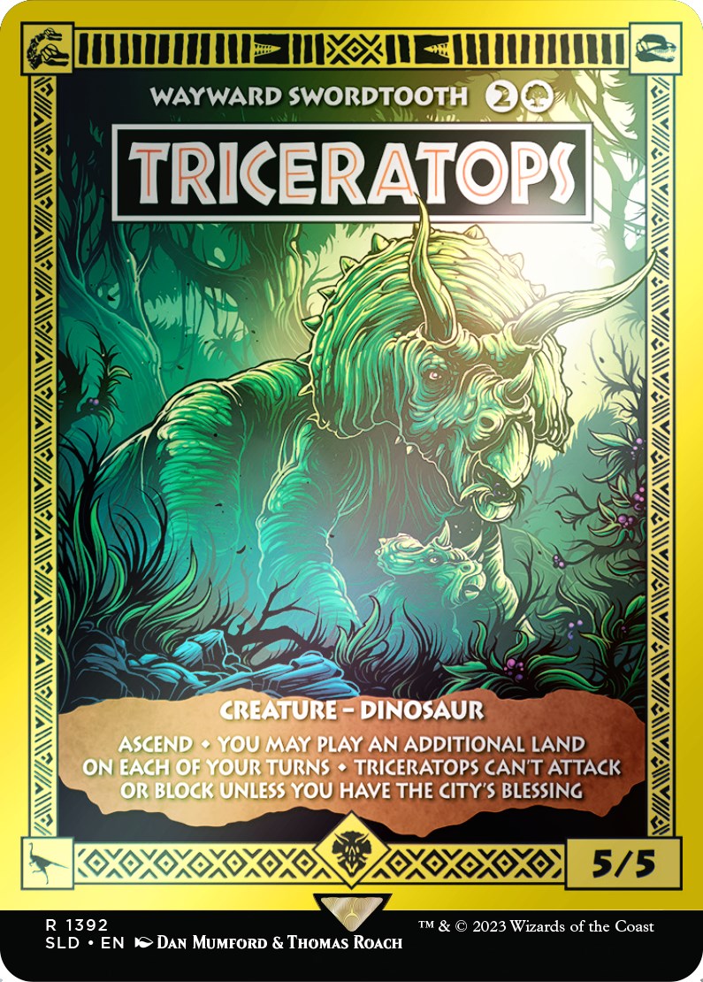 Triceratops - Wayward Swordtooth (Rainbow Foil) [Secret Lair Drop Series] MTG Single Magic: The Gathering | Red Claw Gaming