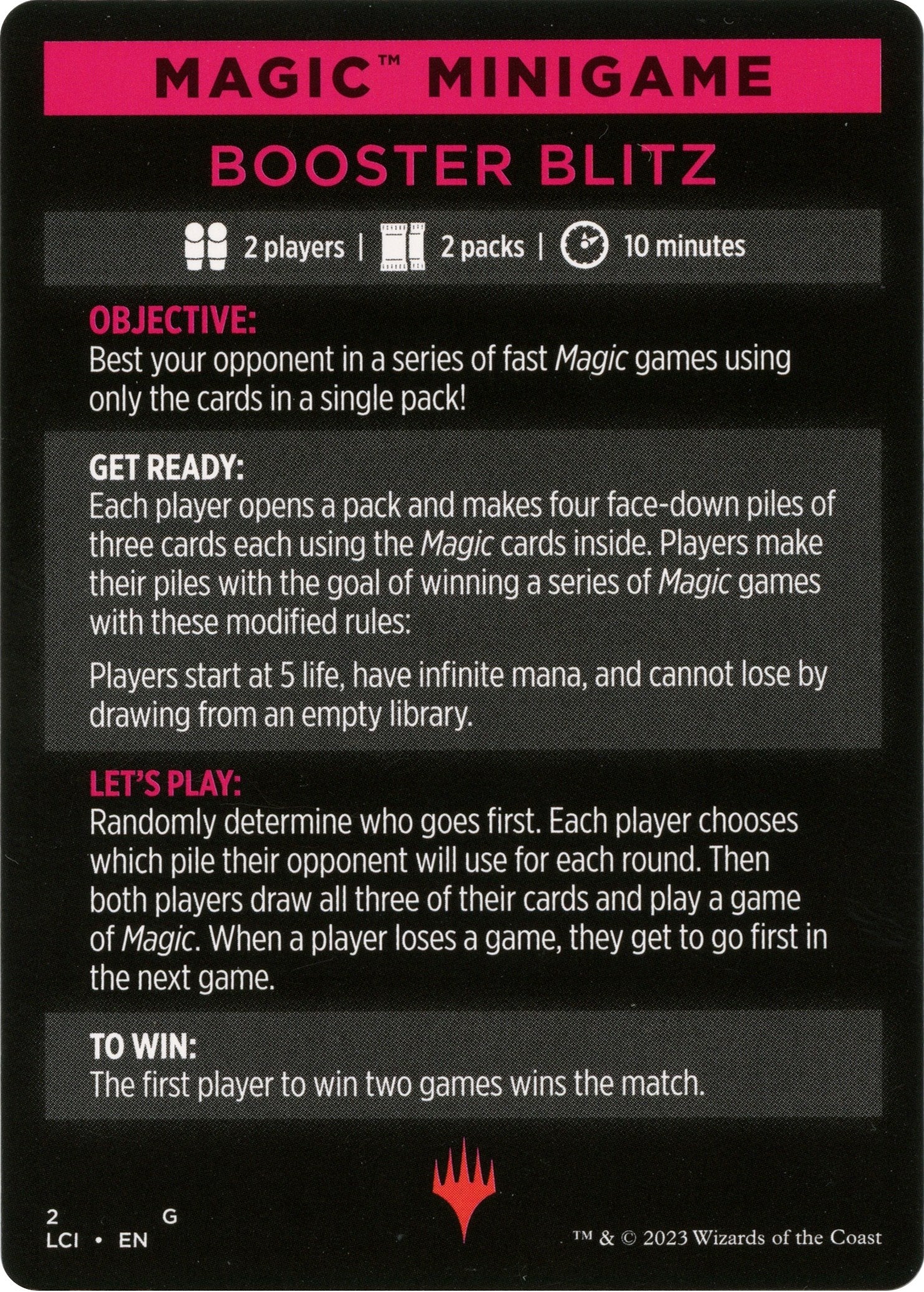 Booster Blitz (Magic Minigame) [The Lost Caverns of Ixalan Minigame] MTG Single Magic: The Gathering | Red Claw Gaming