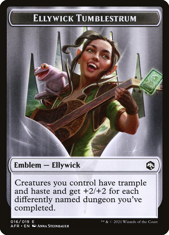 Devil // Ellywick Tumblestrum Emblem Double-Sided Token [Dungeons & Dragons: Adventures in the Forgotten Realms Tokens] MTG Single Magic: The Gathering | Red Claw Gaming