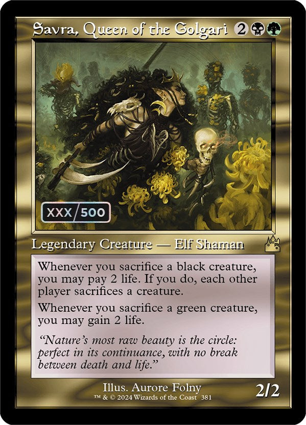 Savra, Queen of the Golgari (Retro) (Serialized) [Ravnica Remastered] MTG Single Magic: The Gathering | Red Claw Gaming