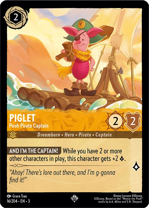 Piglet - Pooh Pirate Captain (16/204) [Into the Inklands] Lorcana Single Disney    | Red Claw Gaming
