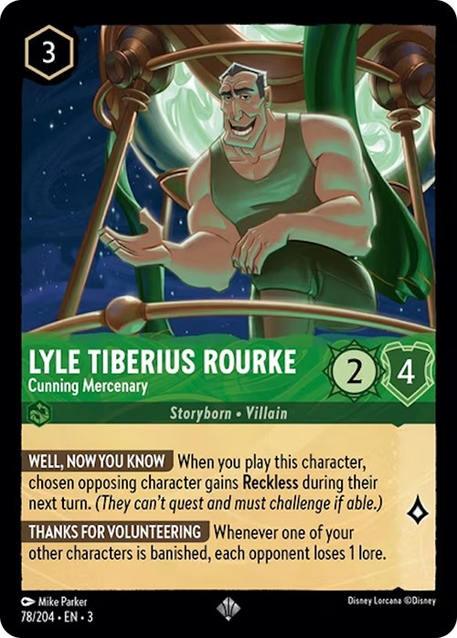 Lyle Tiberius Rourke - Cunning Mercenary (78/204) [Into the Inklands] Lorcana Single Disney    | Red Claw Gaming