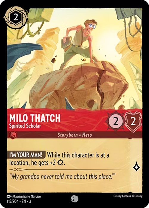 Milo Thatch - Spirited Scholar (115/204) [Into the Inklands] Lorcana Single Disney    | Red Claw Gaming