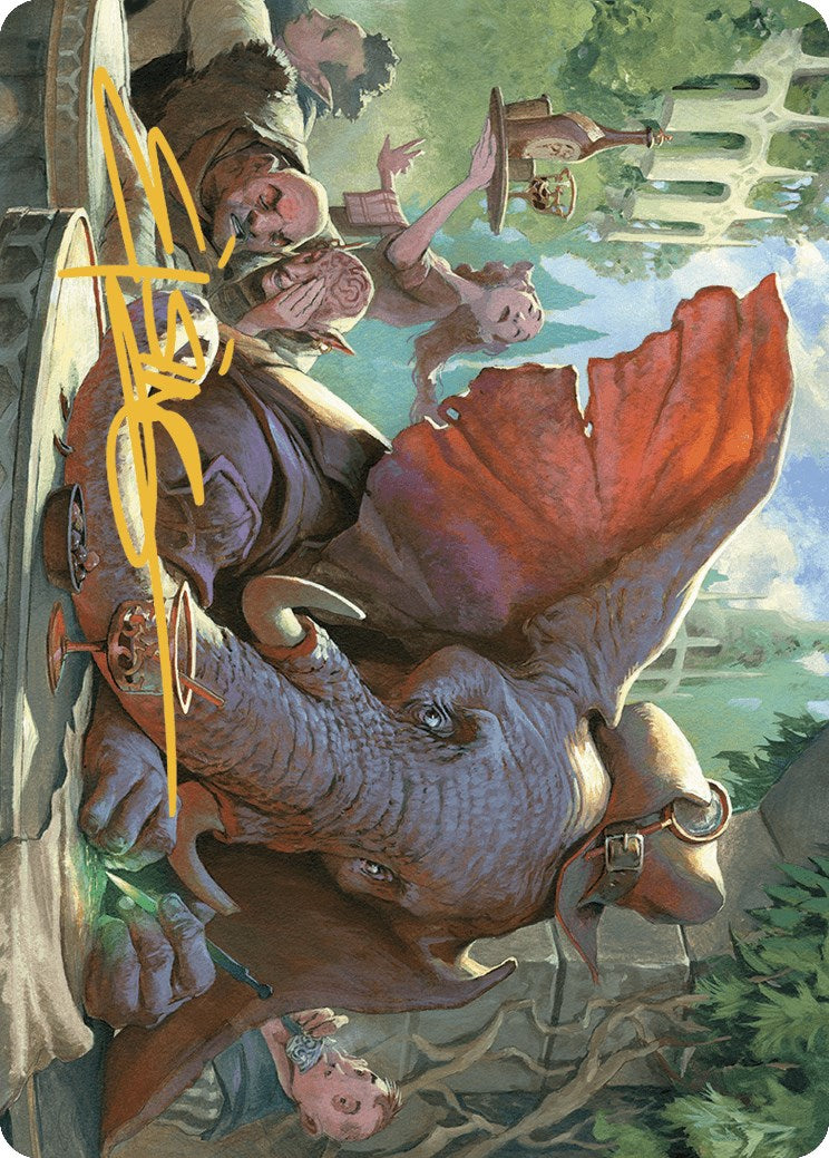 Loxodon Eavesdropper Art Card (Gold-Stamped Signature) [Murders at Karlov Manor Art Series] MTG Single Magic: The Gathering | Red Claw Gaming
