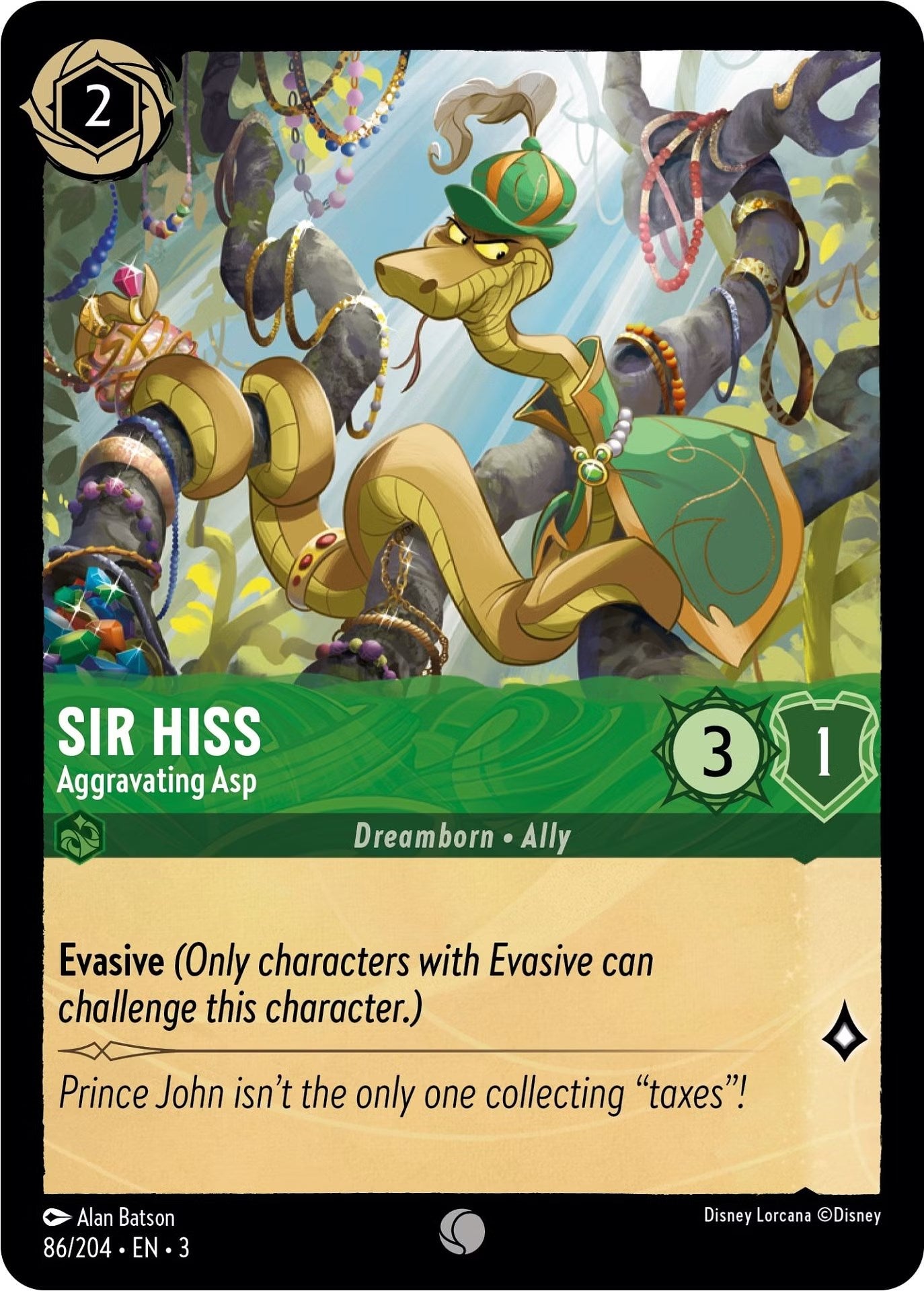 Sir Hiss - Aggravating Asp (86/204) [Into the Inklands] Lorcana Single Disney    | Red Claw Gaming