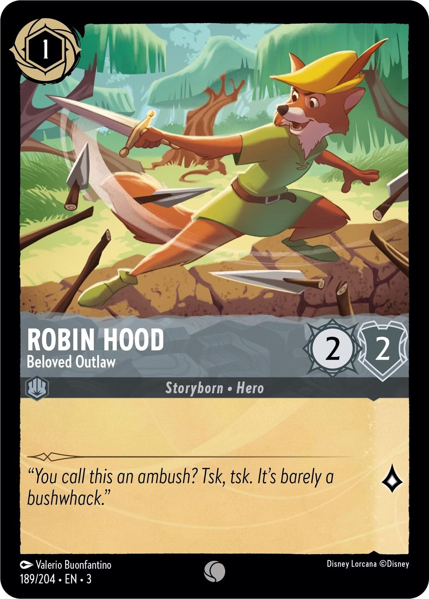 Robin Hood - Beloved Outlaw (189/204) [Into the Inklands] Lorcana Single Disney    | Red Claw Gaming