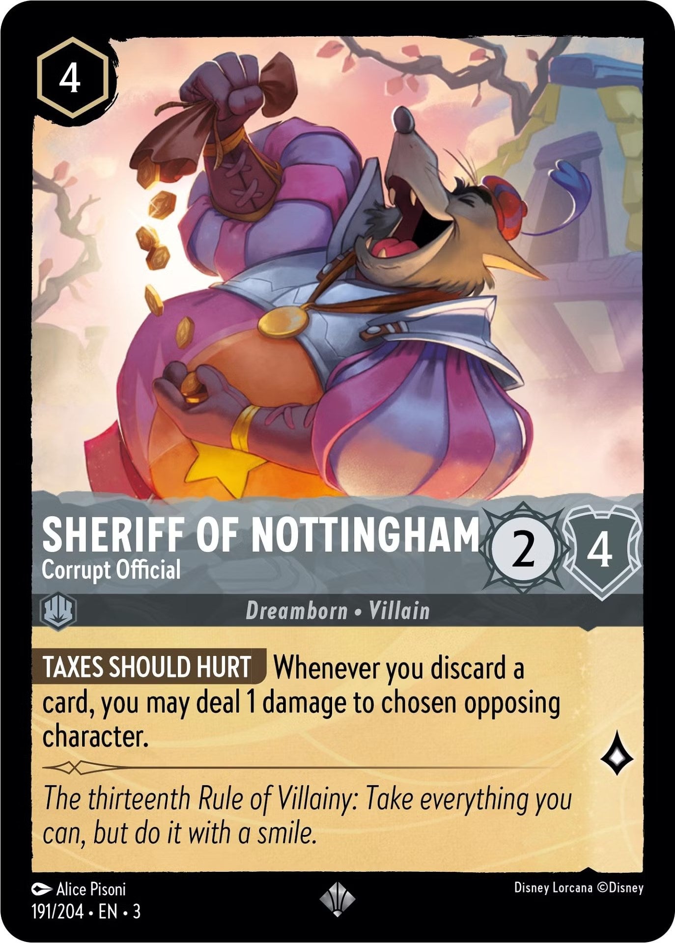 Sheriff of Nottingham - Corrupt Official (191/204) [Into the Inklands] Lorcana Single Disney    | Red Claw Gaming