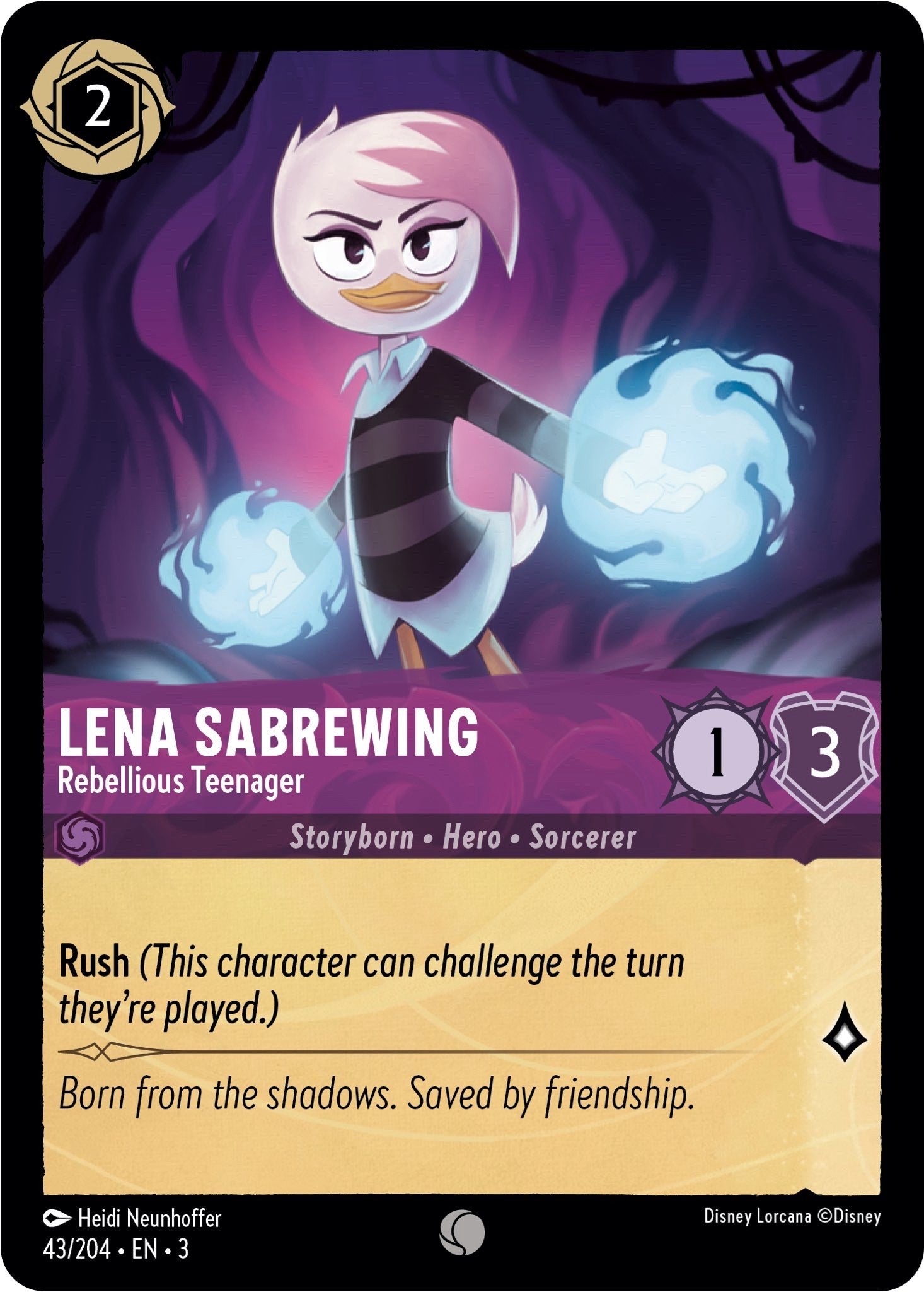 Lena Sabrewing - Rebellious Teenager (43/204) [Into the Inklands] Lorcana Single Disney    | Red Claw Gaming