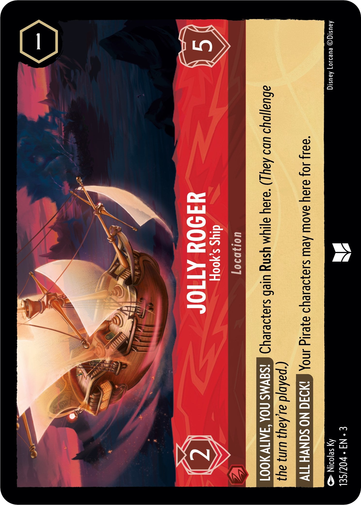 Jolly Roger - Hook's Ship (135/204) [Into the Inklands] Lorcana Single Disney    | Red Claw Gaming