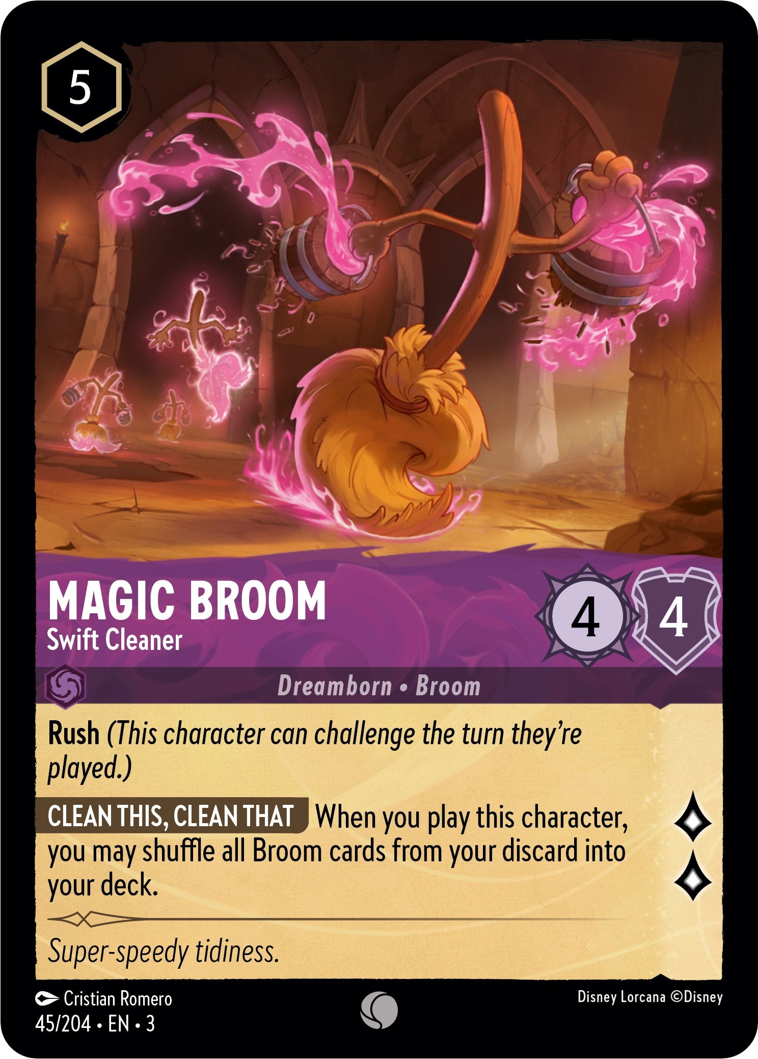 Magic Broom - Swift Cleaner (45//204) [Into the Inklands] Lorcana Single Disney    | Red Claw Gaming