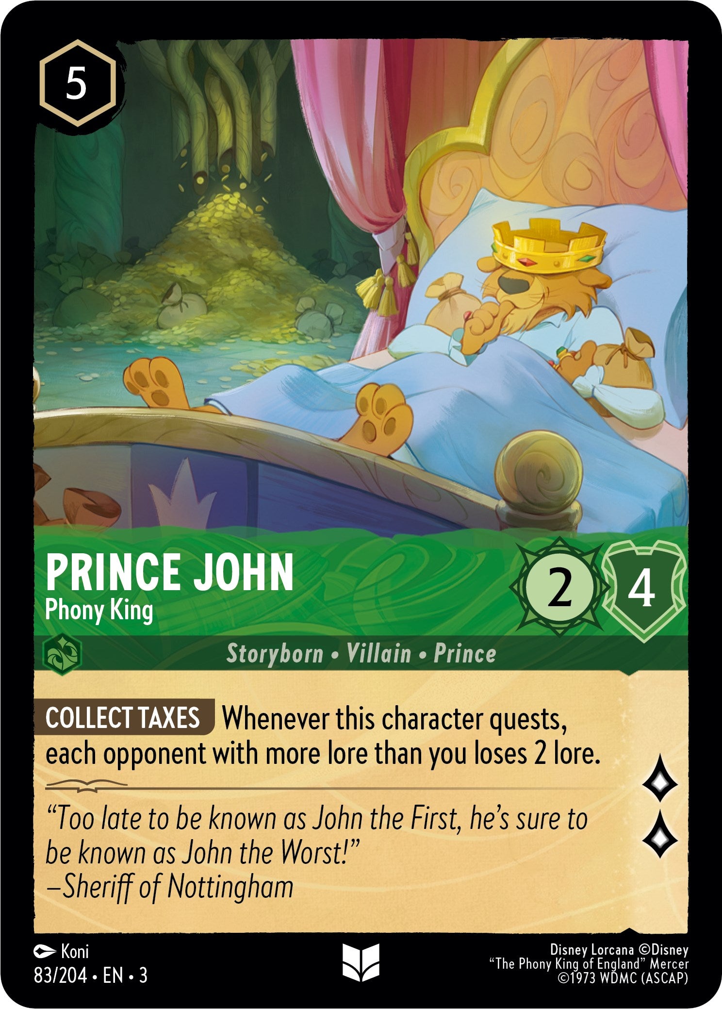 Prince John - Phony King (83//204) [Into the Inklands] Lorcana Single Disney    | Red Claw Gaming