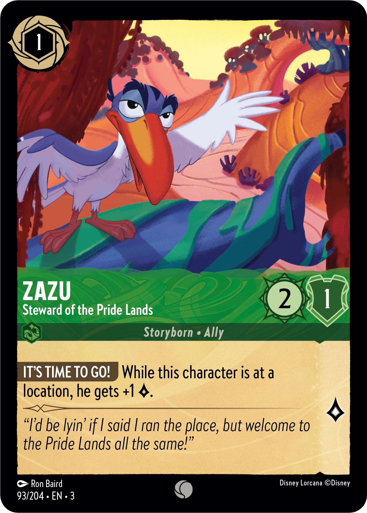 Zazu - Steward of the Pride Lands (93//204) [Into the Inklands] Lorcana Single Disney    | Red Claw Gaming