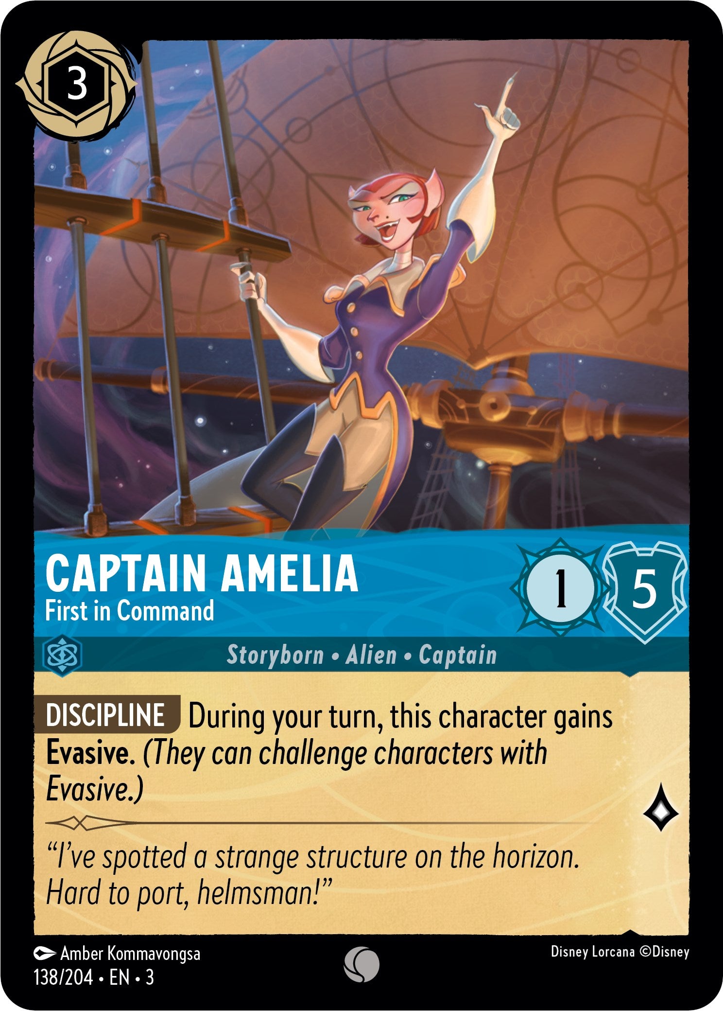 Captain Amelia - First in Command (138//204) [Into the Inklands] Lorcana Single Disney    | Red Claw Gaming