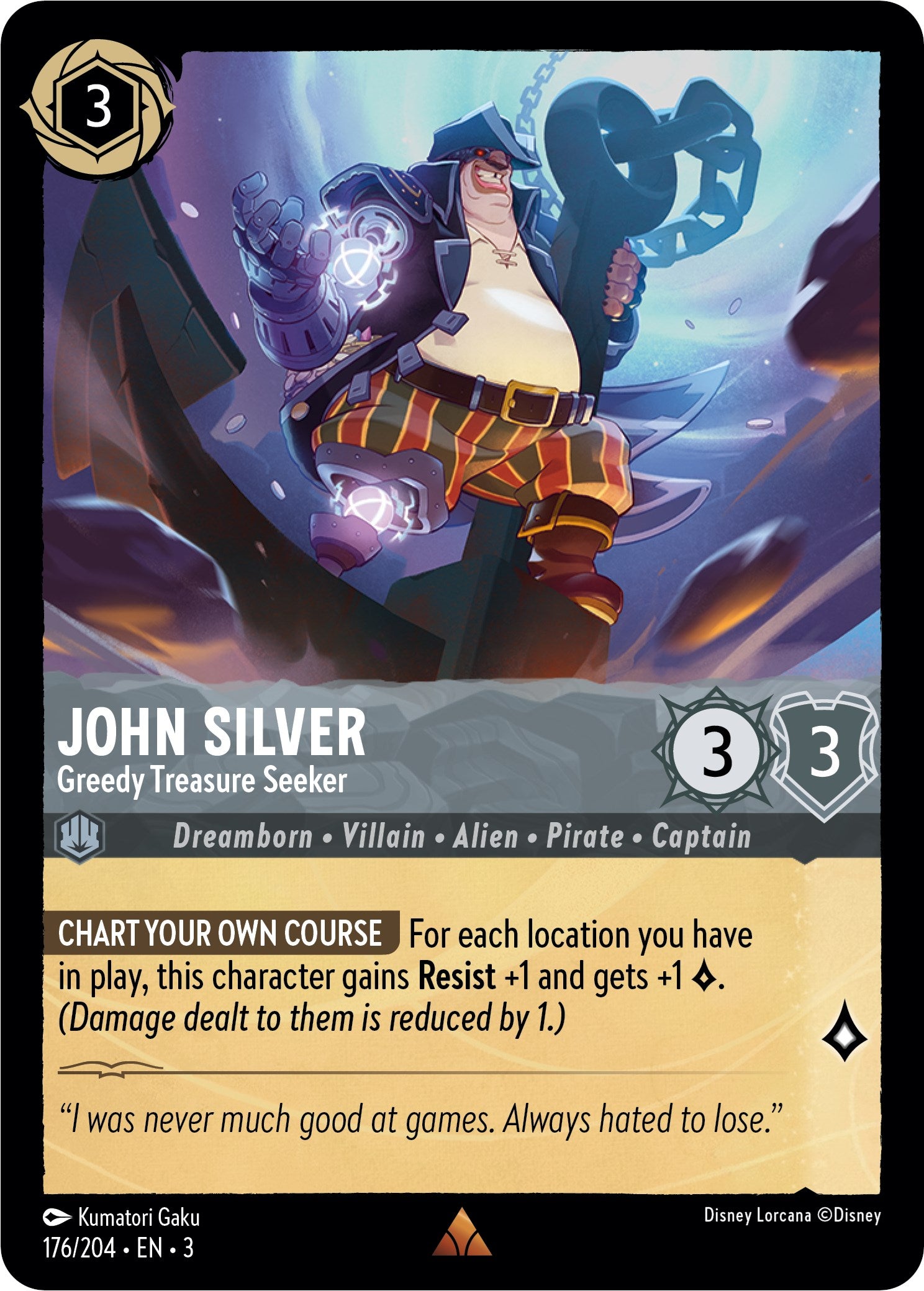 John Silver - Greedy Treasure Seeker (176/204) [Into the Inklands] Lorcana Single Disney    | Red Claw Gaming