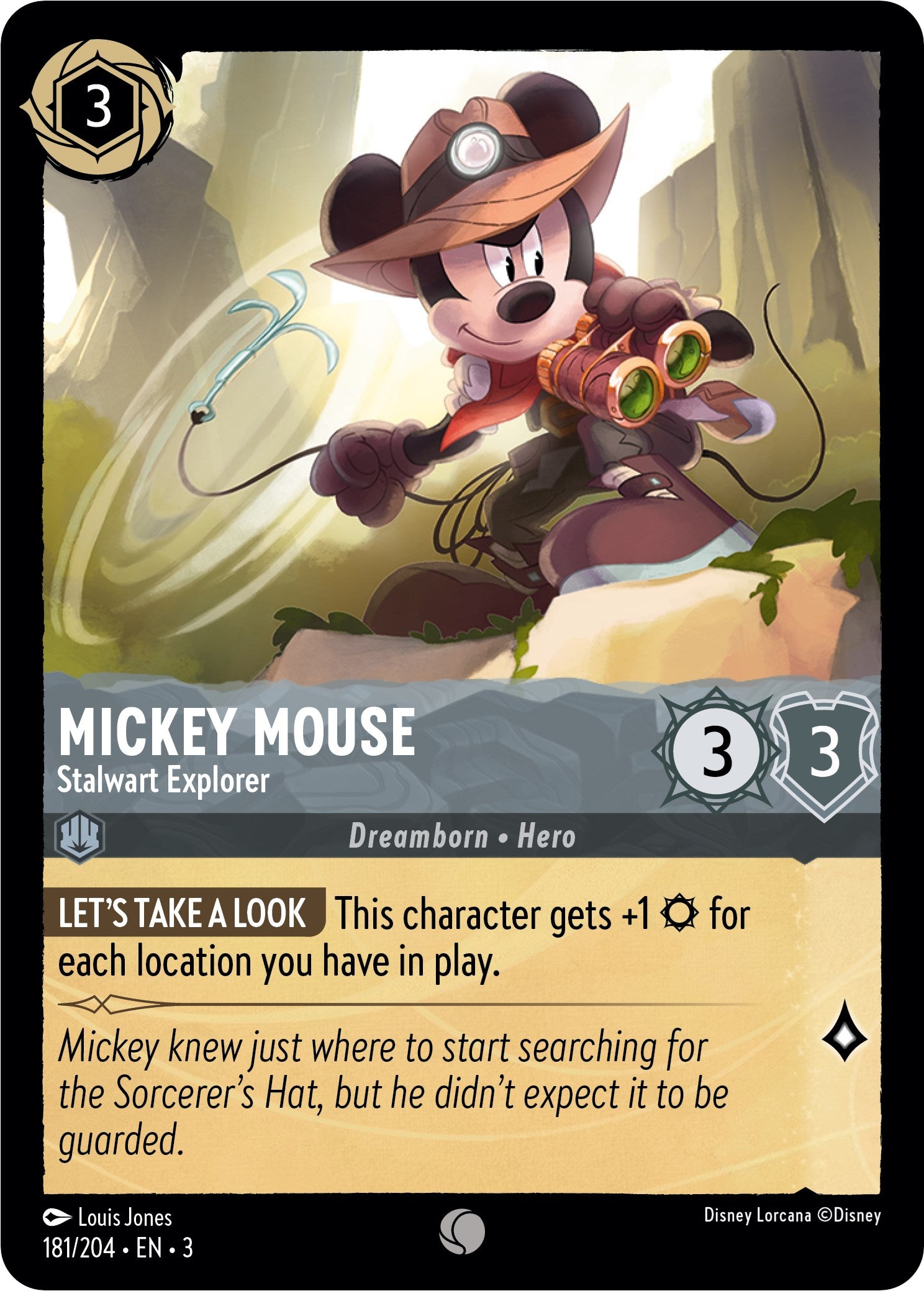 Mickey Mouse - Stalwart Explorer (181/204) [Into the Inklands] Lorcana Single Disney    | Red Claw Gaming
