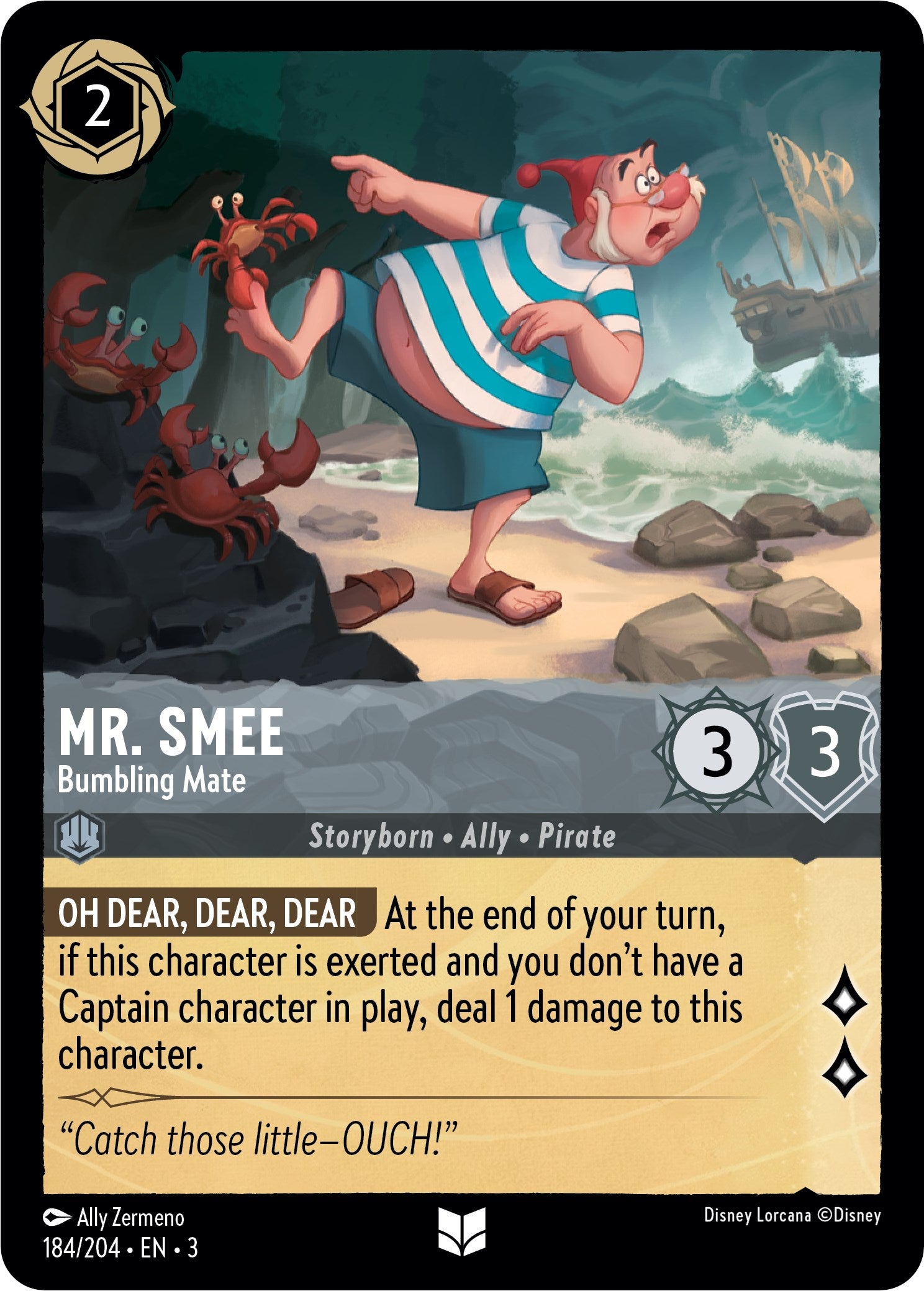 Mr. Smee - Bumbling Mate (184/204) [Into the Inklands] Lorcana Single Disney    | Red Claw Gaming