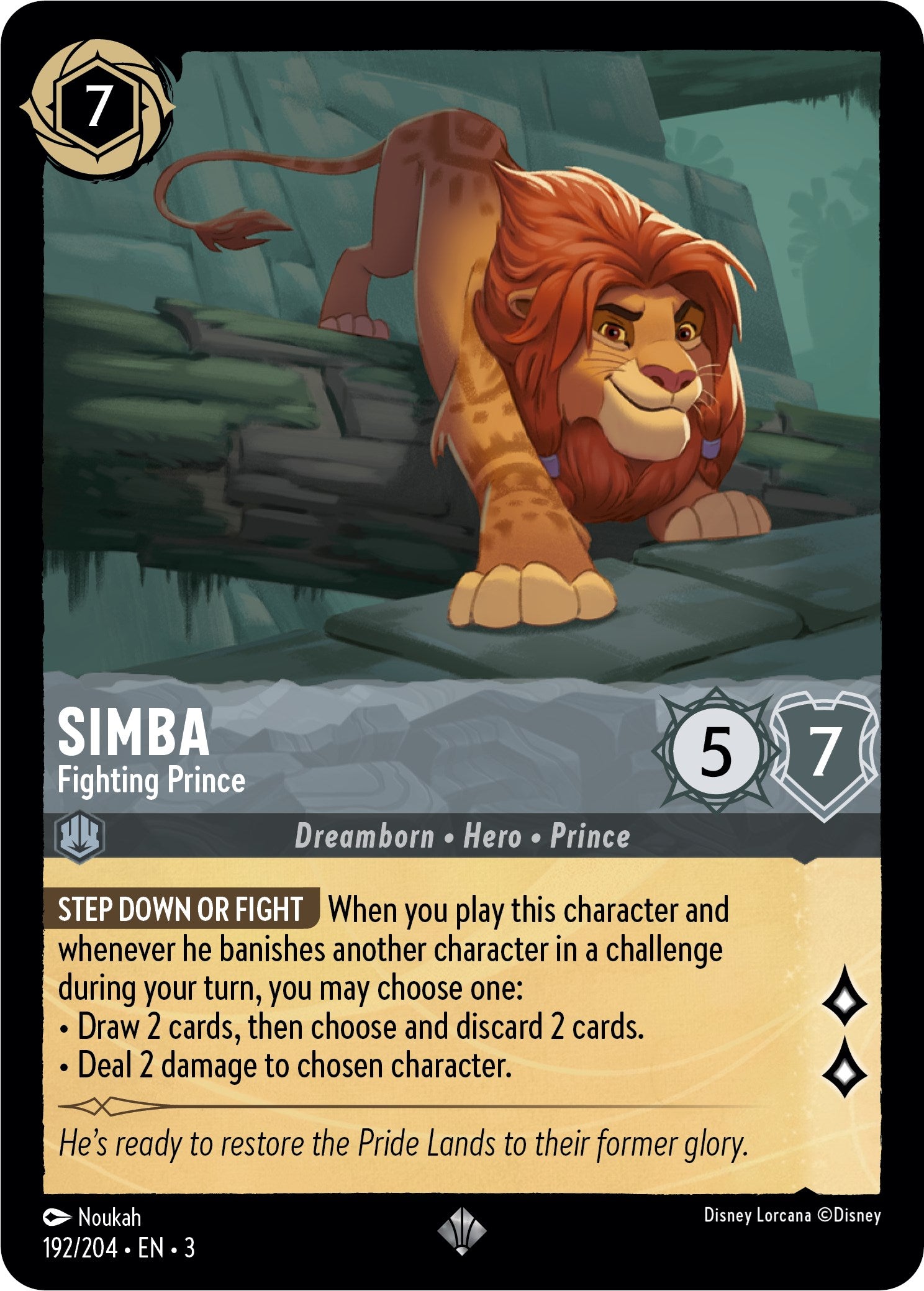 Simba - Fighting Prince (192/204) [Into the Inklands] Lorcana Single Disney    | Red Claw Gaming
