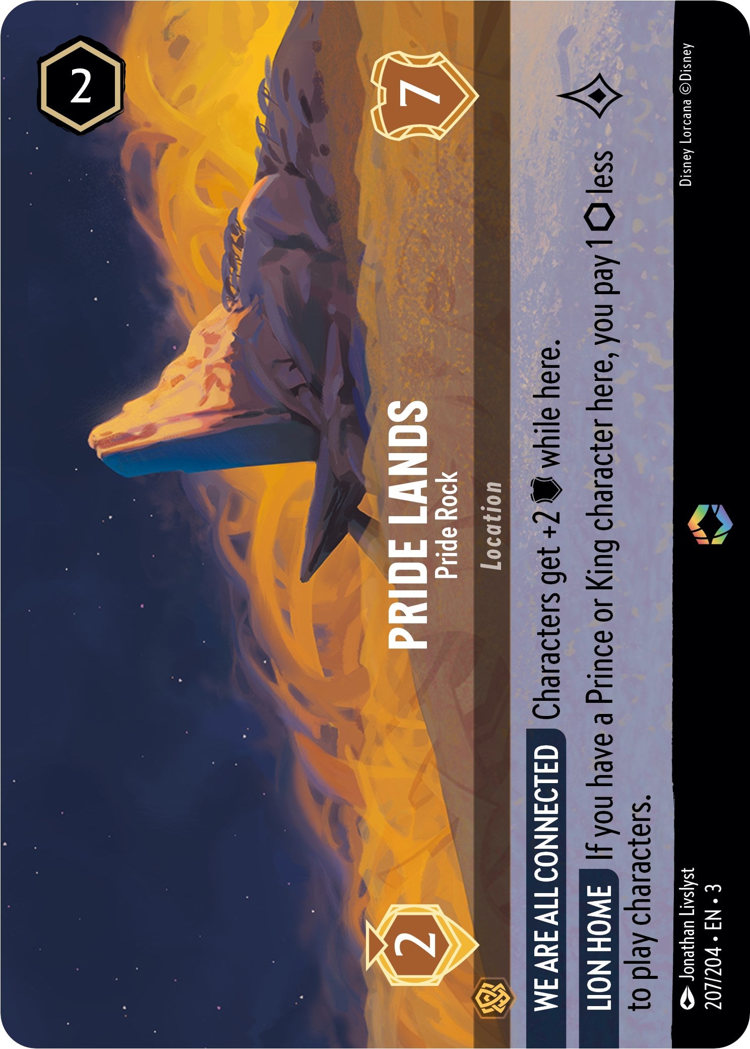 Pride Lands - Pride Rock (Alternate Art) (207/204) [Into the Inklands] Lorcana Single Disney    | Red Claw Gaming