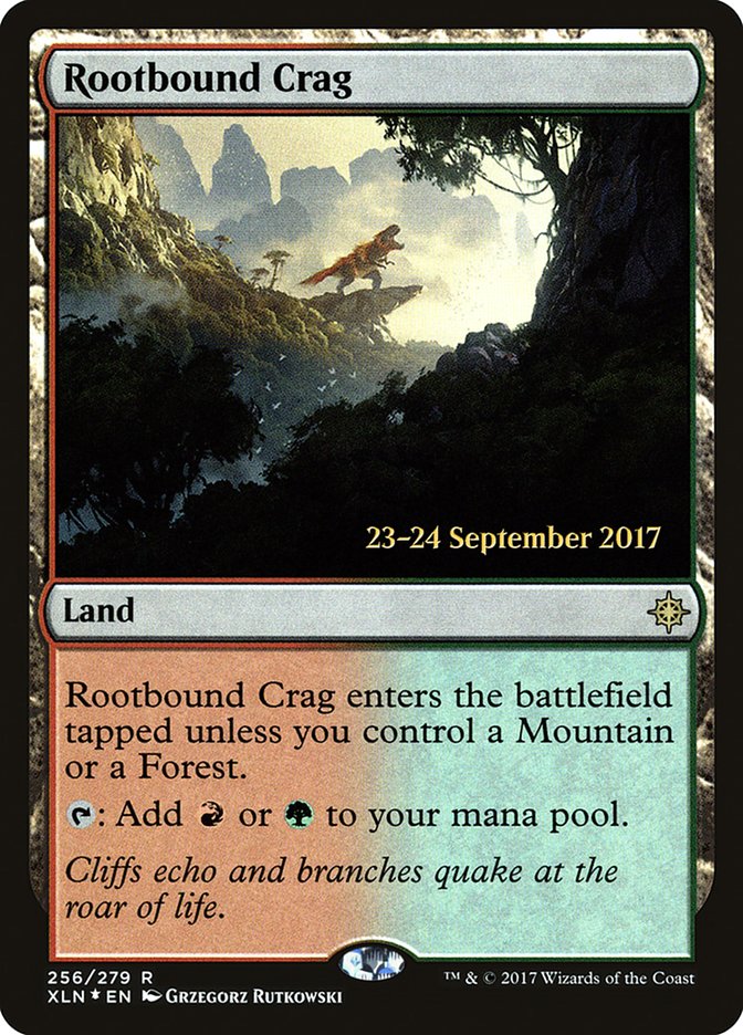 Rootbound Crag [Ixalan Prerelease Promos] MTG Single Magic: The Gathering | Red Claw Gaming